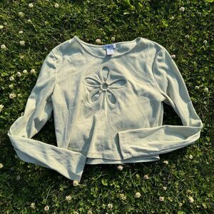 Mint Green Flower Cut-Out Shirt